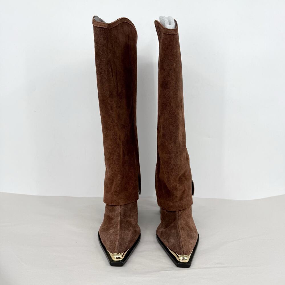 SCHUTZ Womens Raffaela Up Cloak Knee High Boots US 9 M Root Brown Suede NWOB - Picture 9 of 14